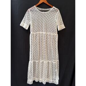 NWT Agnes & Dora White Polka dot Mesh Dress Sz S